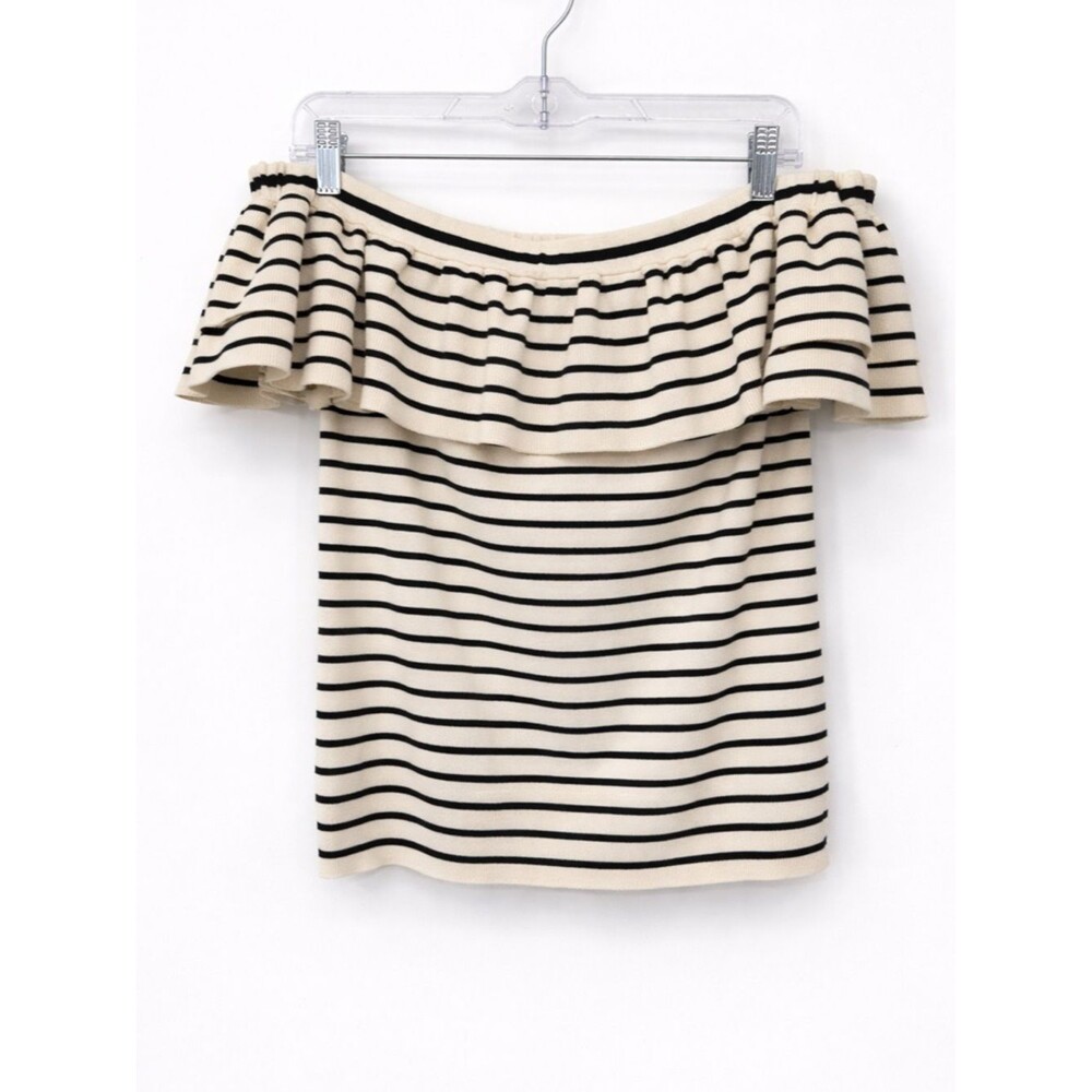J.Crew Striped Off Shoulder Sweater Top Navy Selena Size Medium Nautical